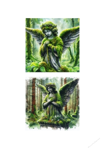 Ethereal Mossy Angel Kit - 2 Secret Forest Watercolor Backgrounds