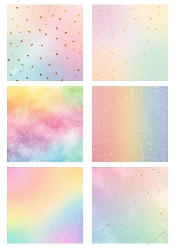 Magical Pastel Sparkle Kit - 6 Shimmering Rainbow Digital Papers