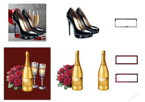 3D Topper Kit: Celebration Glamour - Champagne, Roses & High Heels - Célébration Chic - Champagne, Roses & Escarpins - A4