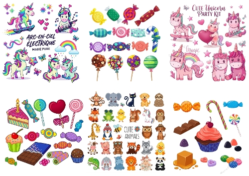 Mega Kids Kit: Electric Rainbow Unicorns & Sweet Treats - Kit Géant Enfants : Licornes Arc-en-Ciel & Friandises - A4