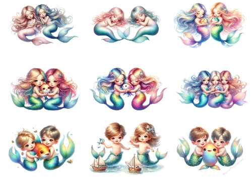 Mega Kids Kit: Magical Mermaids & Ocean Friends - Fantasy Sea World - Kit Géant Enfants : Sirènes Magiques & Amis de lOcéan - Monde Féerique - A4