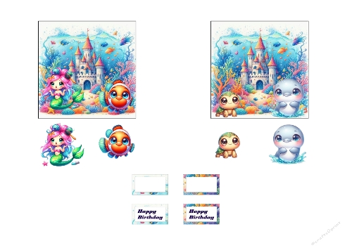 3D Topper Kit: Marine Adventures - Mermaid Castle, Dolphin & Sea Friends - Kit 3D : Aventures Sous-Marines - Château des Sirènes, Dauphin & Amis de la Mer - A4