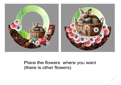 3D Round Rocker Card: Customizable Spring Floral Ring 