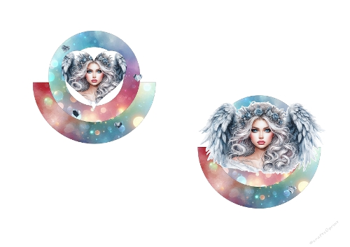3D Round Rocker Card Kit: Ethereal Angel - Wings of Grace & Galaxy Glow - Kit Carte Culbuto Ronde 3D : Ange Éthéré - Ailes de Grâce & Éclat Galactique - A4