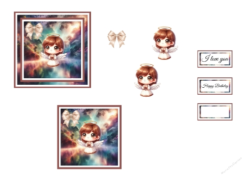 3D Topper Kit: Sweet Little Guardian Angel - Heavenly River & Mystic Garden - Kit 3D 