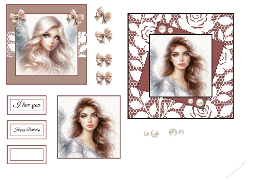 3D Topper Kit: 2 Ethereal Angels - Lace & Pearls Collection 