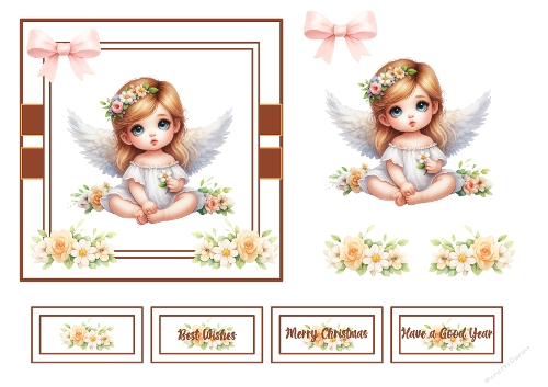 3D Topper Kit: Sweet Little Angel with Peach Roses 