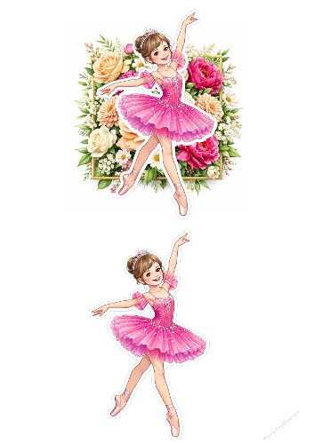 Simple 3D Card – Pink Ballerina with Floral Frame