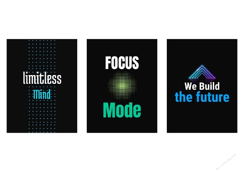 Motivational Posters Image Kit – Modern Neon Quotes on Black