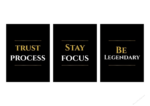 Motivational Posters Image Kit – Gold & White Quotes on Black
