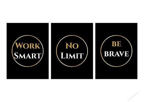 Motivational Posters Image Kit – Gold Circle Quotes on Black