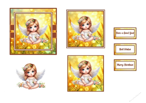 Golden Angel 3D Decoupage Card Kit - Heavenly Christmas & New Year