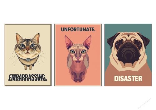 Sassy Pet Portraits - Retro Minimalist Humor Collection