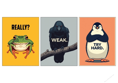 Sarcastic Animal Attitudes - Bold Retro Poster Collection