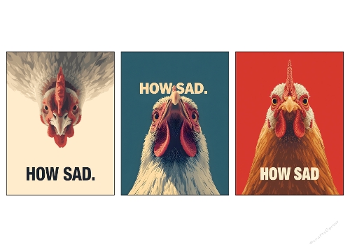 How Sad Sarcastic Chicken Posters - Funny Poultry Art Collection