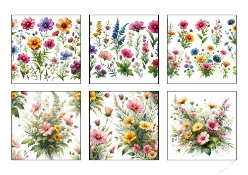 Set of 6 Wildflower Botanical Printable Papers