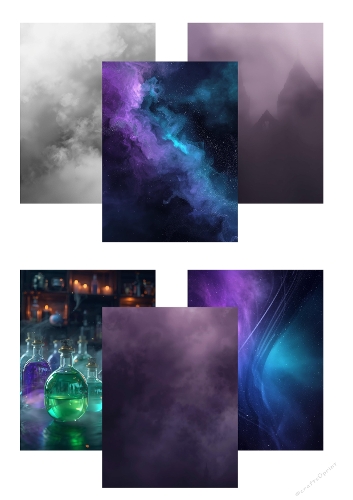 Set of 6 Dark Fantasy & Halloween Printable Papers (954×1269px)