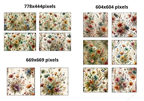 Set of 12 Colorful Floral Printable Papers (A4 Sheet)