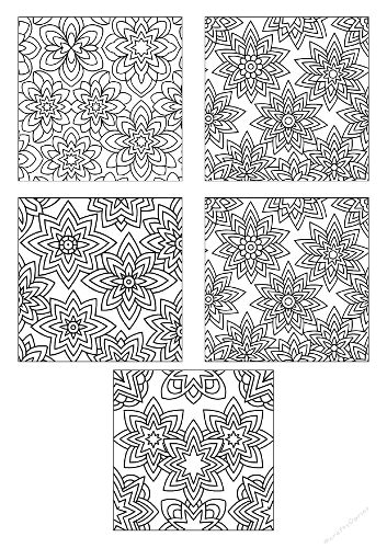 Set of 5 Geometric Floral Mandala Papers (A4 Collage Sheet)
