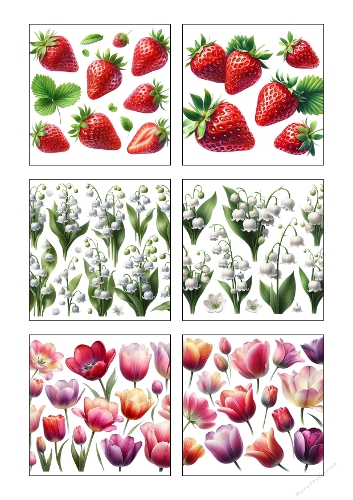 Set of 6 Botanical Spring Printable Papers (A4 Sheet)