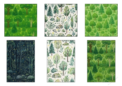 Enchanted Forest Watercolor Backgrounds – 6 Magical Woodland Digital Papers