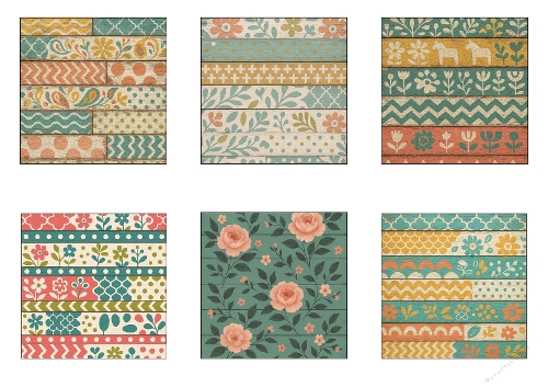 Rustic Boho Soul – 6 Floral & Folk Art Wooden Digital Backgrounds