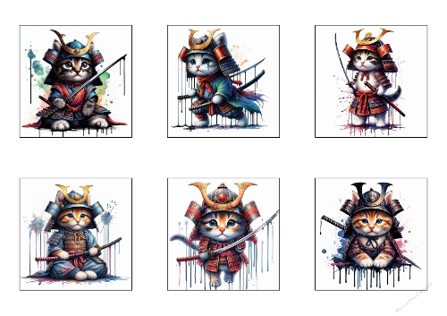 6 Samurai Cat Warriors – Armored Kitten Character Set