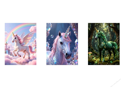 Enchanted Realms – Set of 3 Magical Unicorn & Pegasus Digital Illustrations
