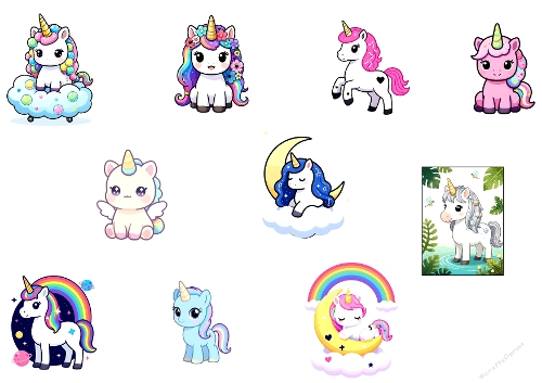 Mega Kawaii Unicorn Bundle – 10+ Magical Fantasy Illustrations for Stickers & Crafts