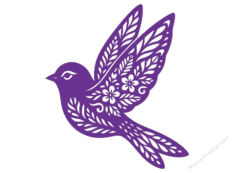 Ornate Floral Bird Silhouette