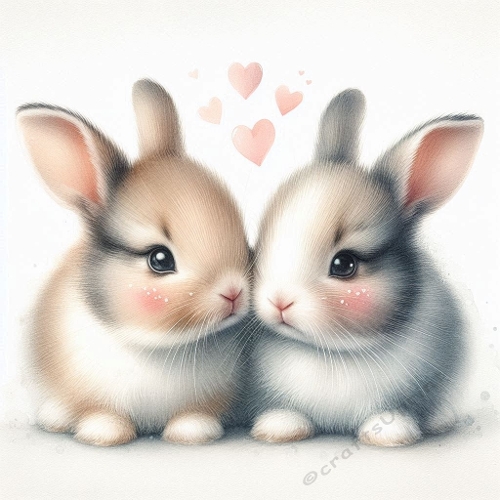 Sweet Bunny Pair Watercolor