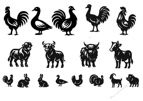 Farm Animal Silhouettes SVG
