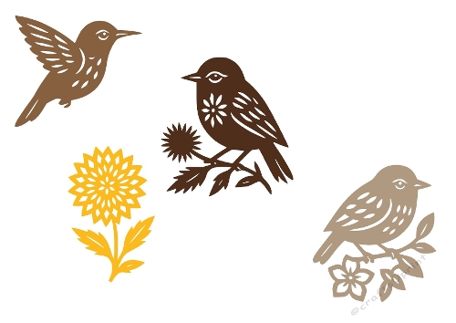 Garden Birds & Floral Cut Set