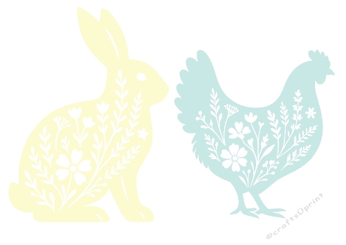 Floral Bunny & Hen Cut Files