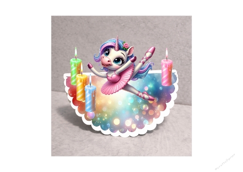 Ballerina Unicorn Birthday 3D Card