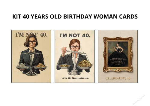 40th Birthday Women Card Kit – Funny Printable 3‑Card Set