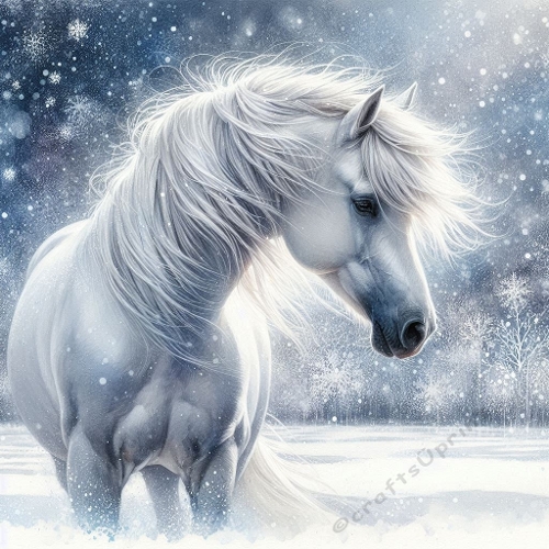 Majestic Winter Horse – Fantasy Watercolor Illustration 1024×1024 JPEG