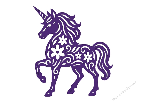 Floral Unicorn Silhouette – Decorative SVG & Silhouette Cutting File