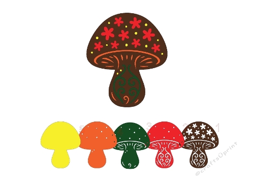 Decorative Mushroom Silhouette – Floral SVG & Silhouette Cutting File