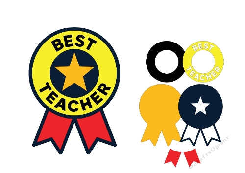 3D Best Teacher Award Badge – Layered SVG & Silhouette Cutting File