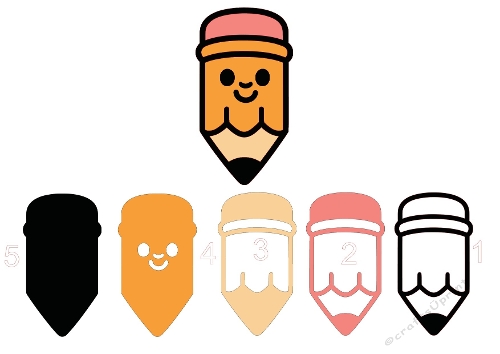 3D Cute Pencil Character – Layered SVG & Silhouette Cutting File