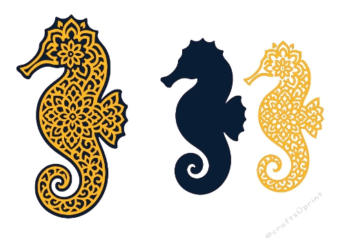 3D Seahorse Layered Design – Decorative SVG & Silhouette Cutting File