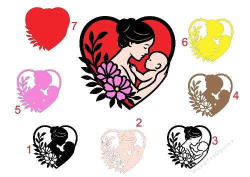 Mother and Baby Heart 3D Cutting File 