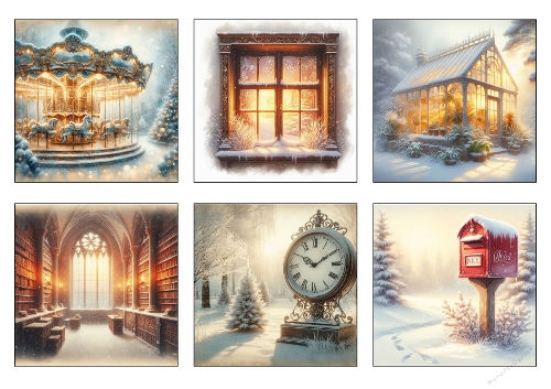 Winter Collage A4 | Snowy Scenes, Warm Lights & Seasonal Atmosphere