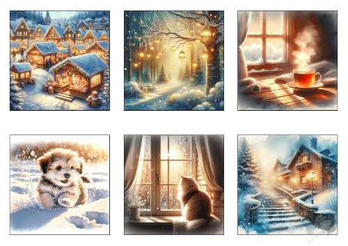 Winter Collage A4 | Cozy Snow Scenes, Warm Lights & Seasonal Moments