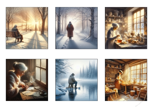Winter Moments Collage Kit | Seasonal Illustration Set | A4 JPEG