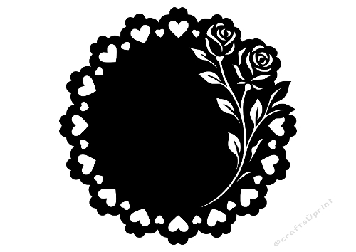 Heart Border Circle with Roses
