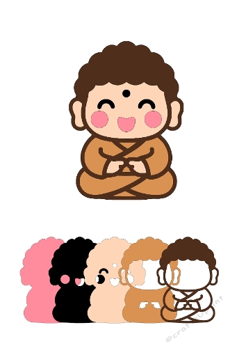 3D Layered Kawaii Buddha | Cute Decorative Character | SVG and Silhouette Files
