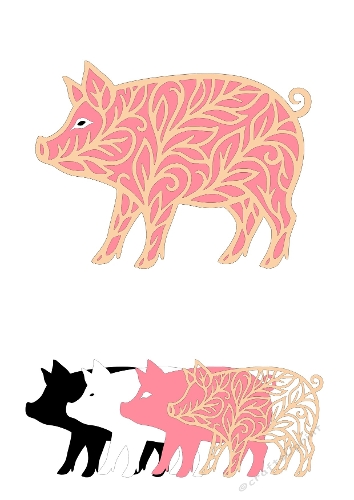 3D Layered Pig | Cute Decorative Cut File | SVG and Silhouette Files