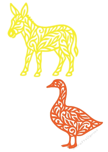 Decorative Animal Duo | Donkey & Goose Cut Files | SVG and Silhouette Files